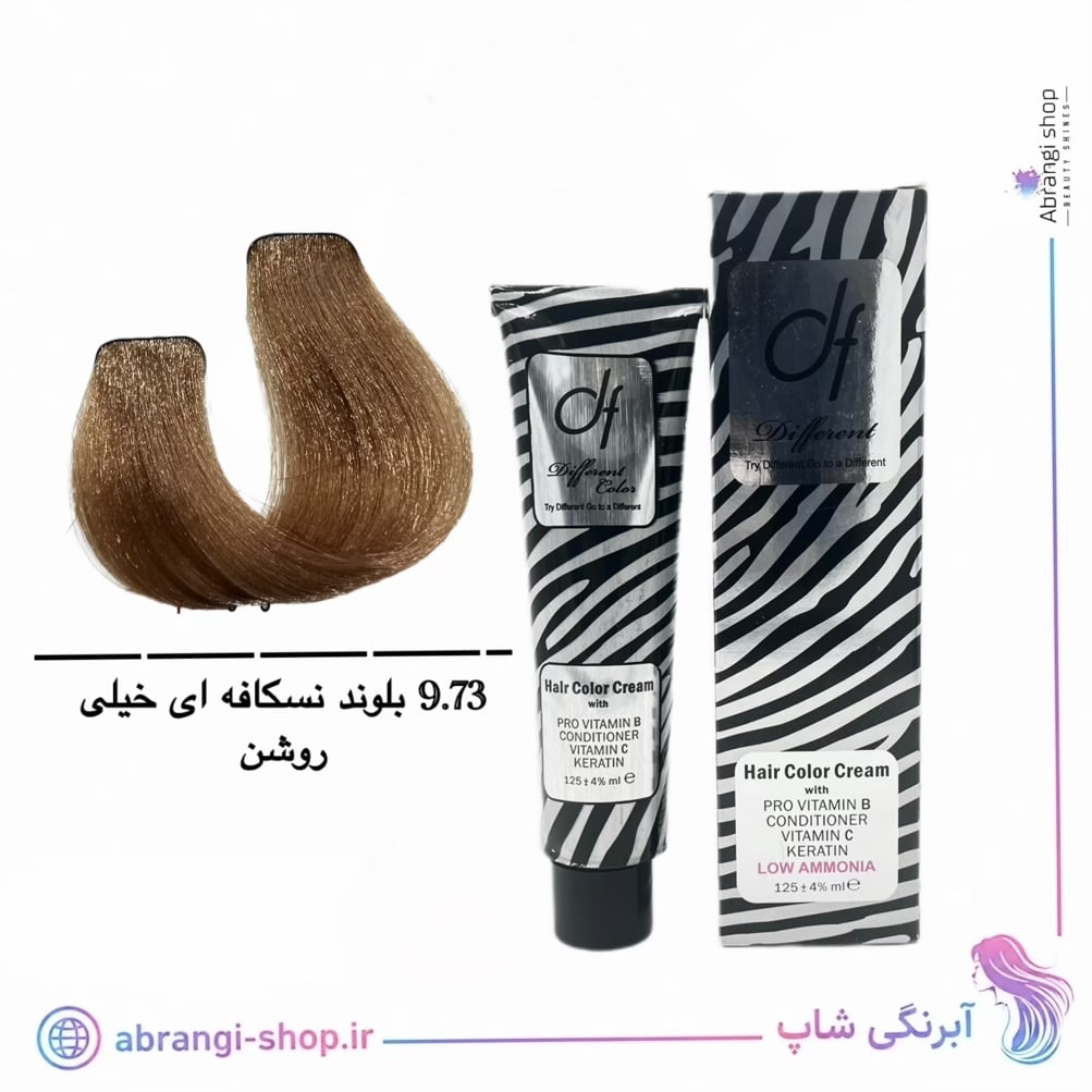 رنگ دیفرنت شماره ۹.۷۳ بلوند نسکافه ای خیلی روشن